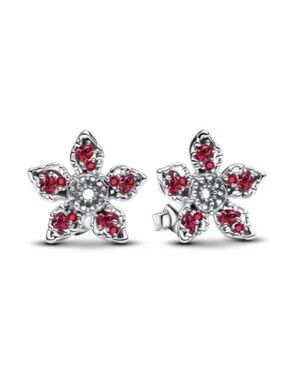 Stranger Things Silver Sterling stamp 925 Plumeria Mini Hoops